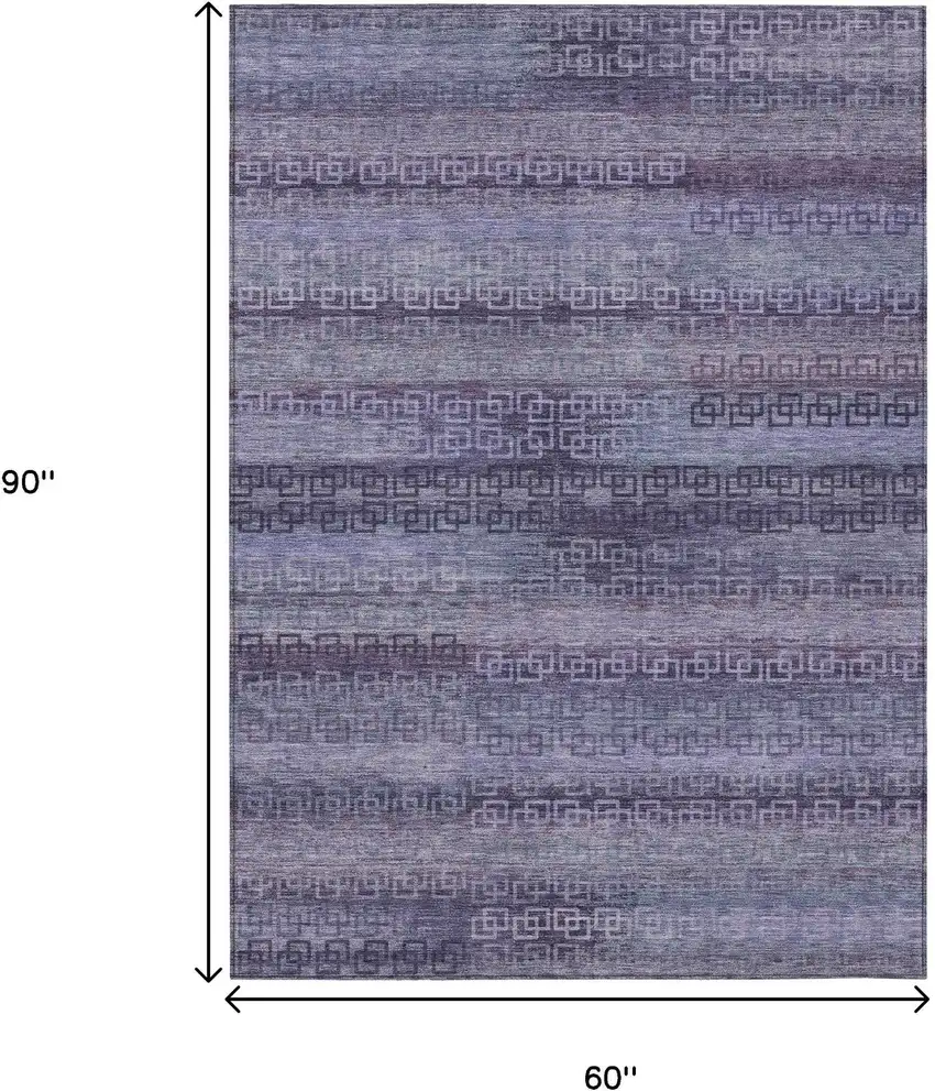 Plum And Lavender Striped Washable Indoor Outdoor Area Rug Photo 9
