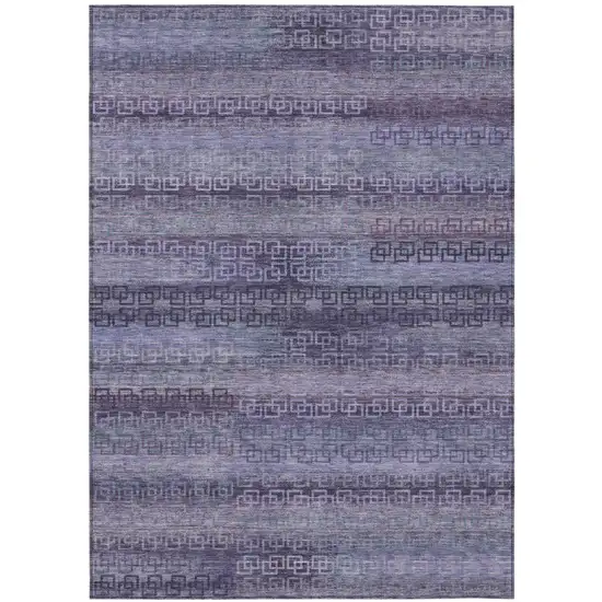 Plum And Lavender Striped Washable Indoor Outdoor Area Rug Photo 4