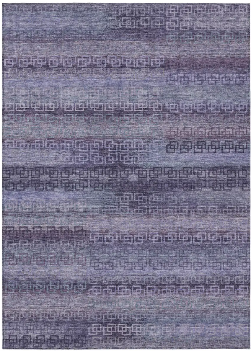 Plum And Lavender Striped Washable Indoor Outdoor Area Rug Photo 4