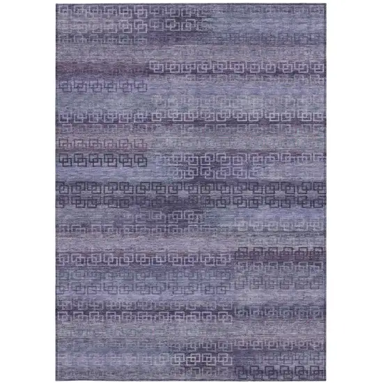 Plum And Lavender Striped Washable Indoor Outdoor Area Rug Photo 2