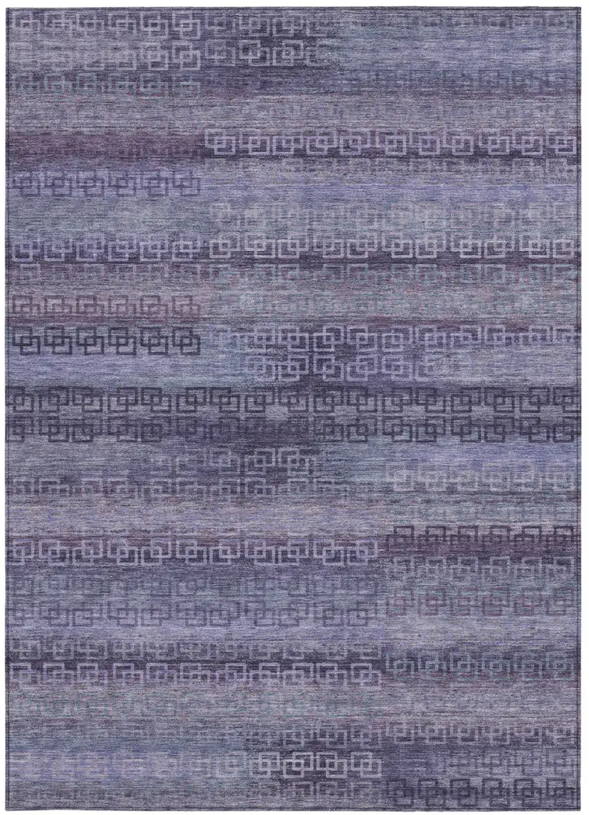 Plum And Lavender Striped Washable Indoor Outdoor Area Rug Photo 2