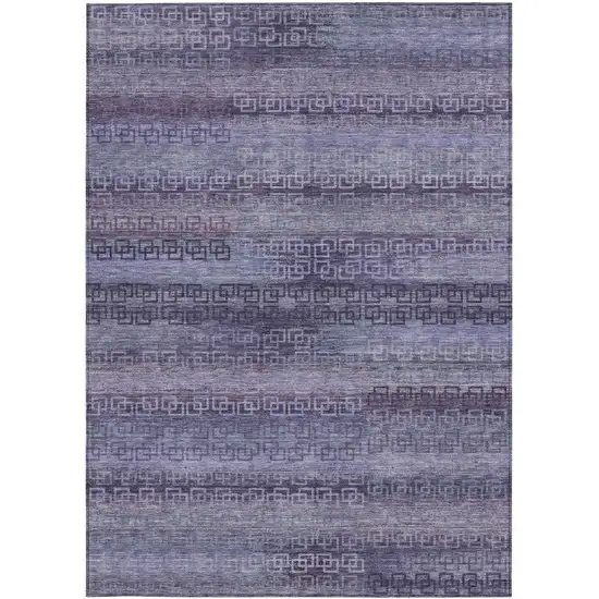 Plum And Lavender Striped Washable Indoor Outdoor Area Rug Photo 1
