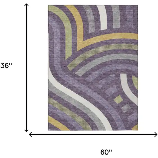 Plum And Purple Abstract Washable Indoor Outdoor Area Rug Photo 8