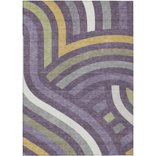 Plum And Purple Abstract Washable Indoor Outdoor Area Rug Photo 1