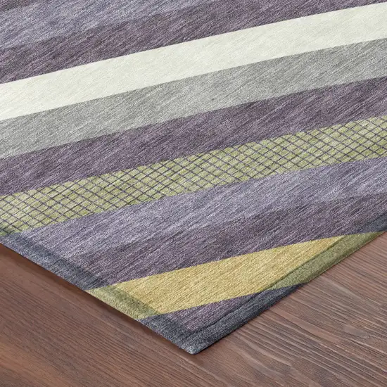 Plum And Purple Abstract Washable Indoor Outdoor Area Rug Photo 3