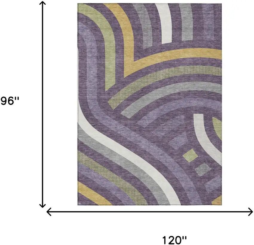 Plum And Purple Abstract Washable Indoor Outdoor Area Rug Photo 8