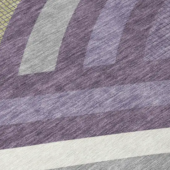 Plum And Purple Abstract Washable Indoor Outdoor Area Rug Photo 2