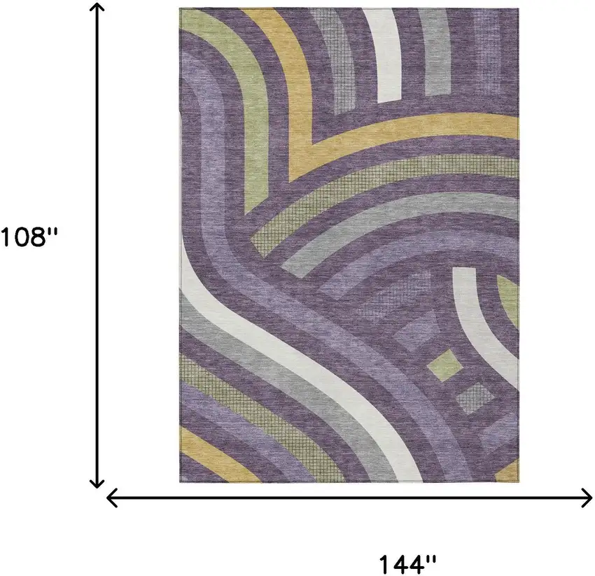 Plum And Purple Abstract Washable Indoor Outdoor Area Rug Photo 8