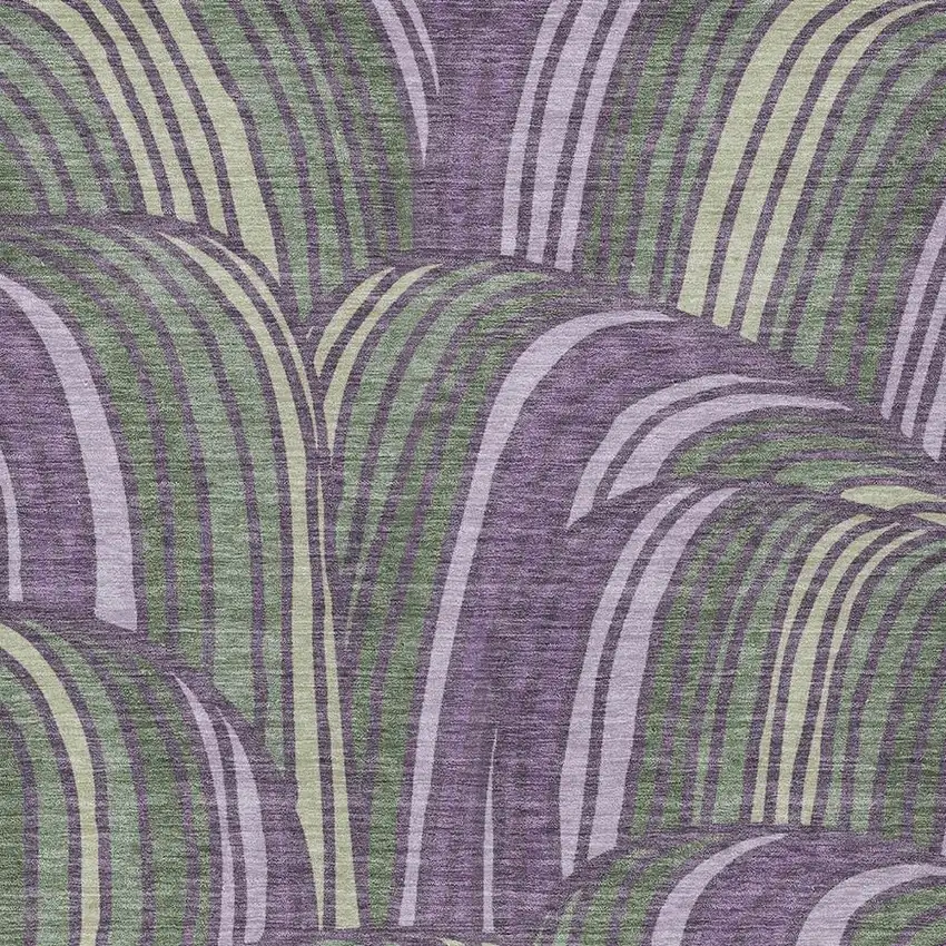 Plum And Purple Abstract Washable Indoor Outdoor Area Rug Photo 2