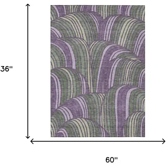 Plum And Purple Abstract Washable Indoor Outdoor Area Rug Photo 6