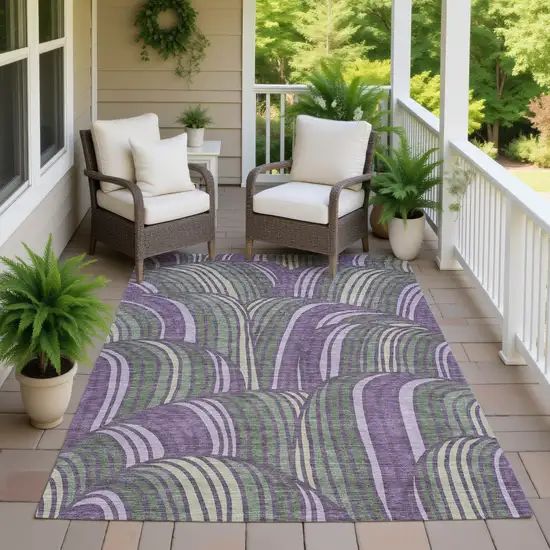 Plum And Purple Abstract Washable Indoor Outdoor Area Rug Photo 7