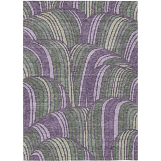 Plum And Purple Abstract Washable Indoor Outdoor Area Rug Photo 1