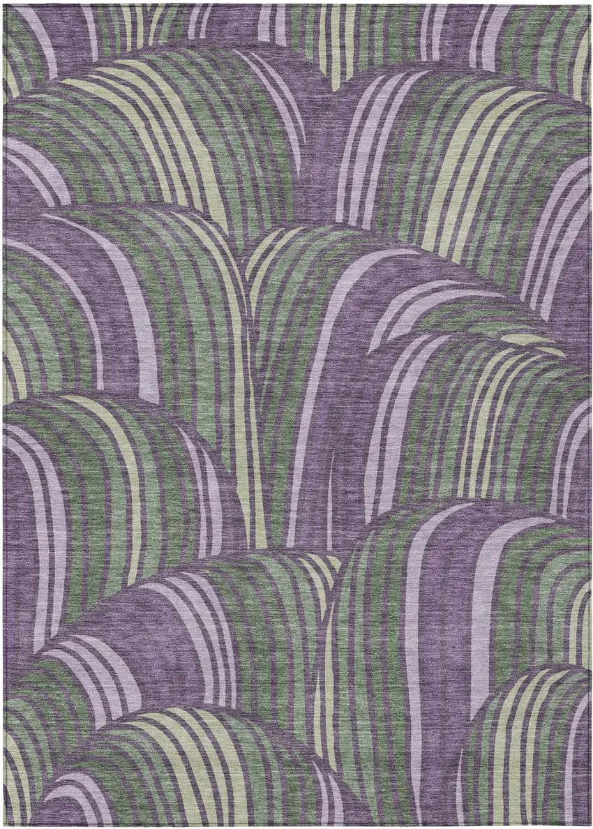 Plum And Purple Abstract Washable Indoor Outdoor Area Rug Photo 1