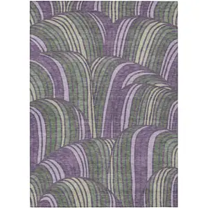 Photo of Plum And Purple Abstract Washable Indoor Outdoor Area Rug