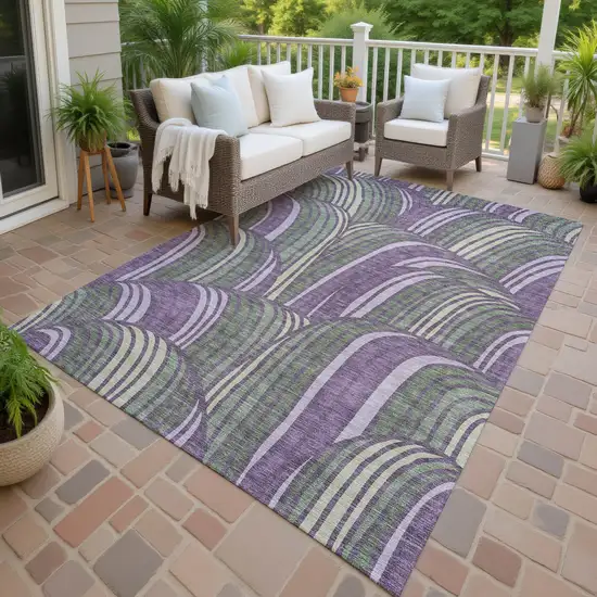 Plum And Purple Abstract Washable Indoor Outdoor Area Rug Photo 4
