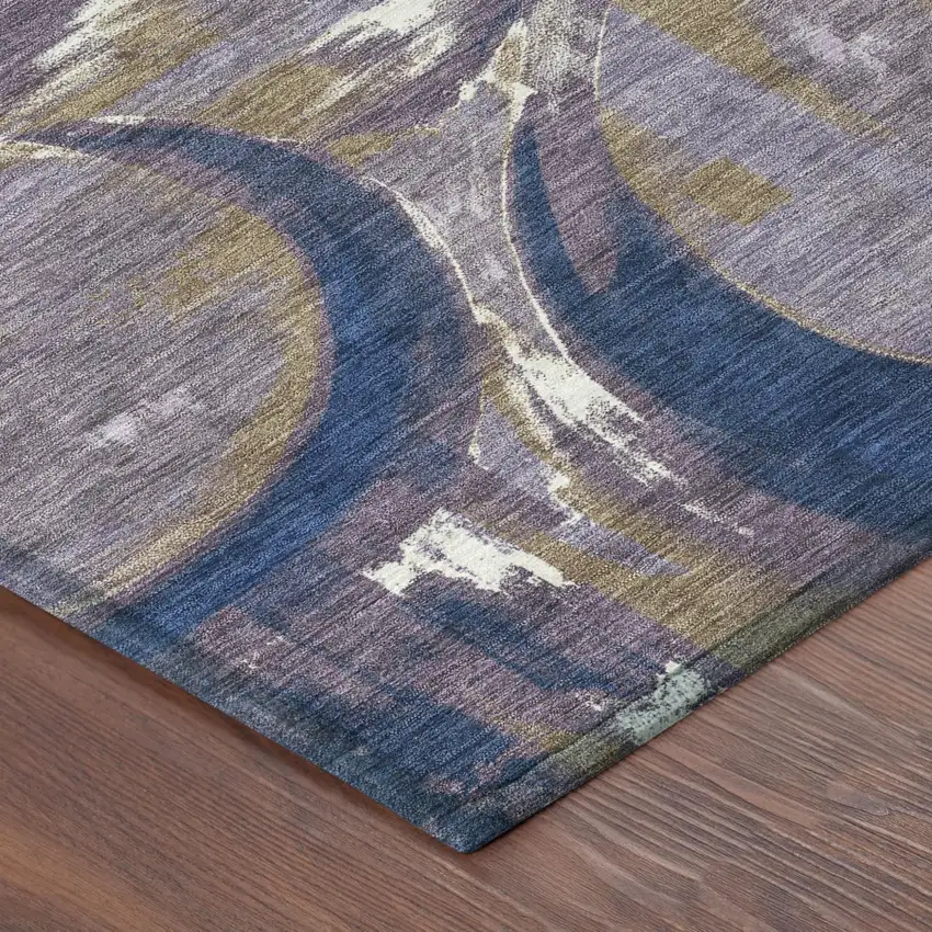 Plum And Purple Abstract Washable Indoor Outdoor Area Rug Photo 4