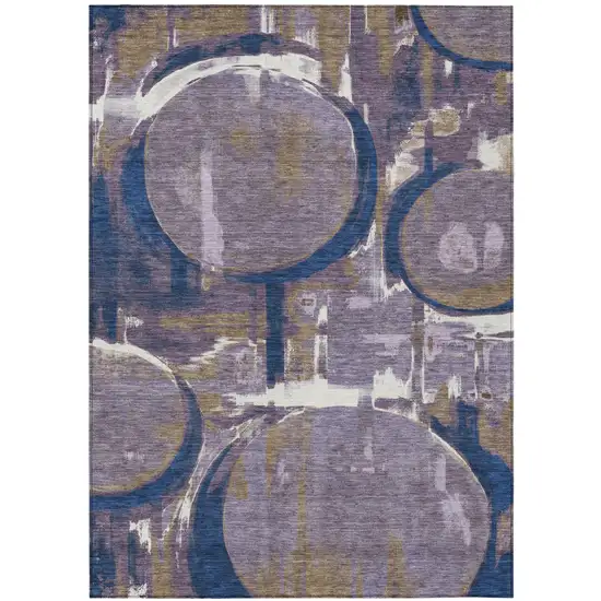 Plum And Purple Abstract Washable Indoor Outdoor Area Rug Photo 1