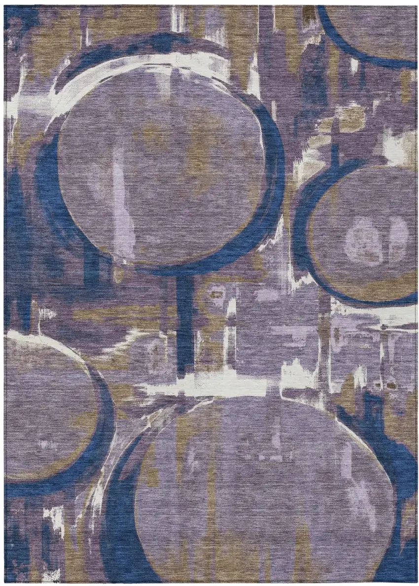 Plum And Purple Abstract Washable Indoor Outdoor Area Rug Photo 1