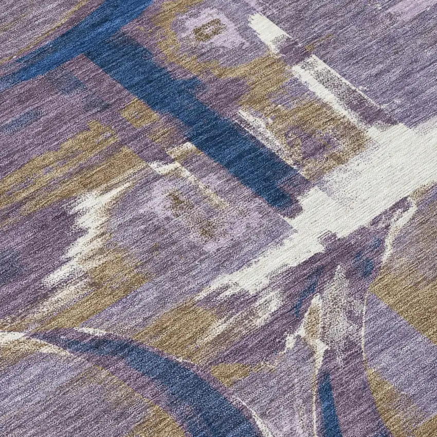 Plum And Purple Abstract Washable Indoor Outdoor Area Rug Photo 5