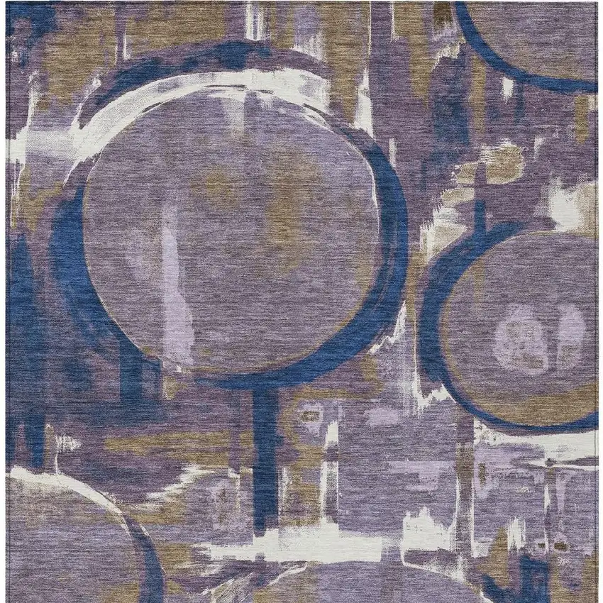 Plum And Purple Abstract Washable Indoor Outdoor Area Rug Photo 3