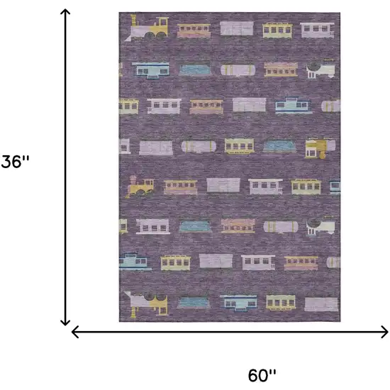 Plum And Purple Abstract Washable Indoor Outdoor Area Rug Photo 6