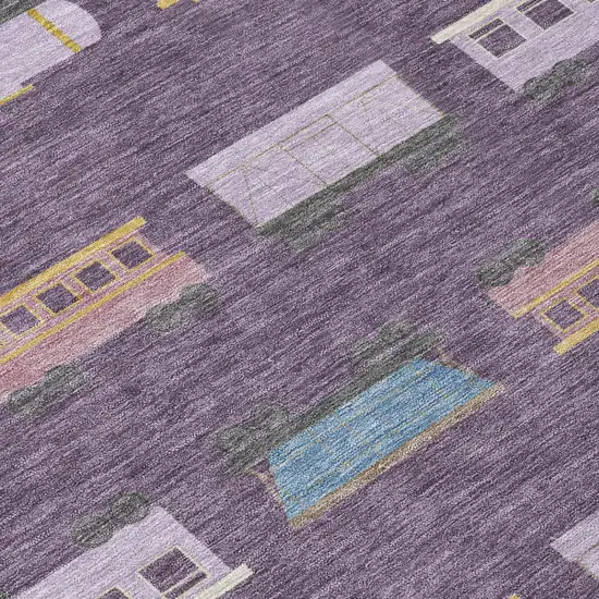 Plum And Purple Abstract Washable Indoor Outdoor Area Rug Photo 5