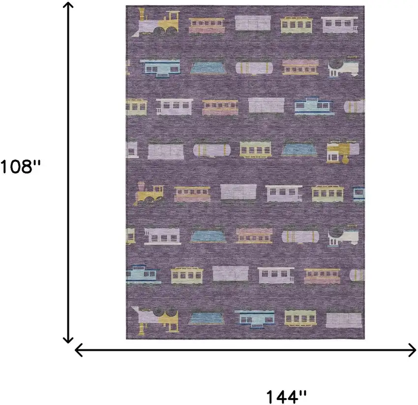Plum And Purple Abstract Washable Indoor Outdoor Area Rug Photo 6