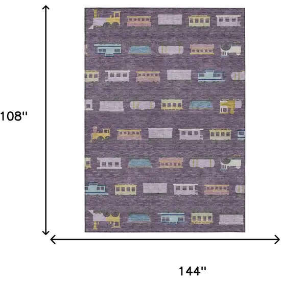 Plum And Purple Abstract Washable Indoor Outdoor Area Rug Photo 6