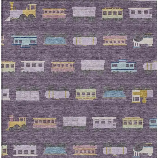 Plum And Purple Abstract Washable Indoor Outdoor Area Rug Photo 1