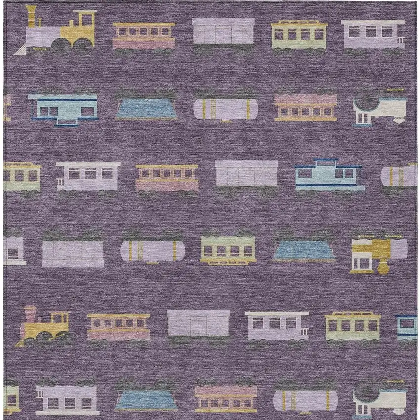 Plum And Purple Abstract Washable Indoor Outdoor Area Rug Photo 1