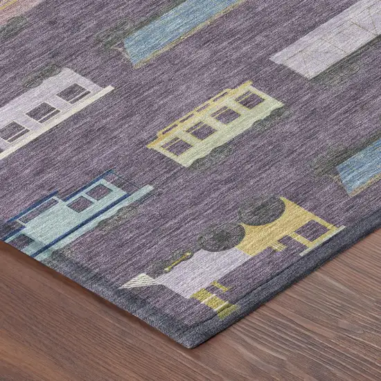 Plum And Purple Abstract Washable Indoor Outdoor Area Rug Photo 4