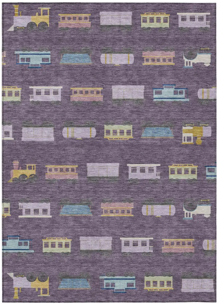 Plum And Purple Abstract Washable Indoor Outdoor Area Rug Photo 1