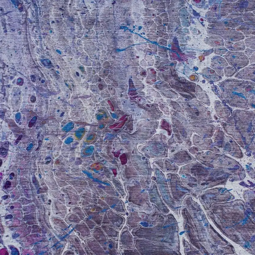 Plum And Purple Abstract Washable Indoor Outdoor Area Rug Photo 3