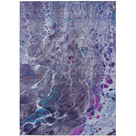 Plum And Purple Abstract Washable Indoor Outdoor Area Rug Photo 4