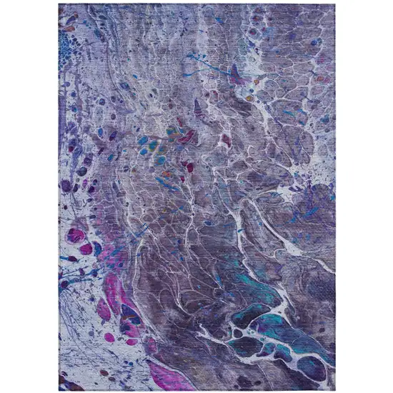 Plum And Purple Abstract Washable Indoor Outdoor Area Rug Photo 2