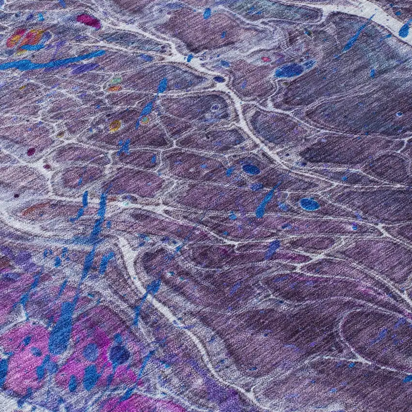 Plum And Purple Abstract Washable Indoor Outdoor Area Rug Photo 6