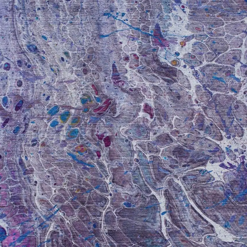 Plum And Purple Abstract Washable Indoor Outdoor Area Rug Photo 3