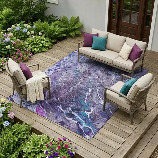 Plum And Purple Abstract Washable Indoor Outdoor Area Rug Photo 1