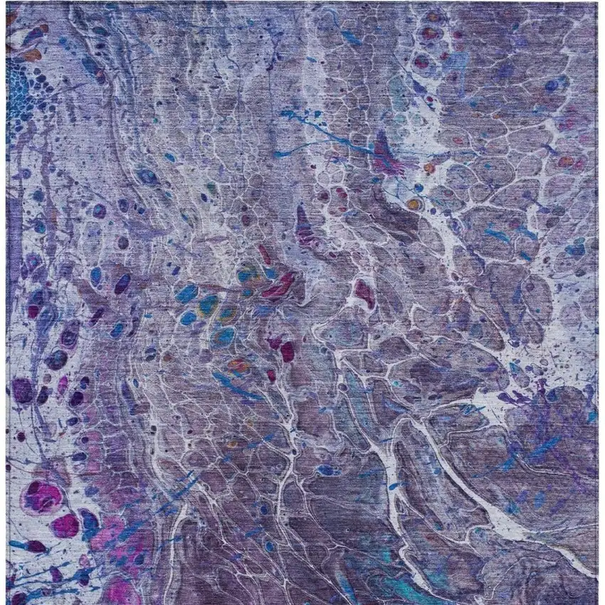 Plum And Purple Abstract Washable Indoor Outdoor Area Rug Photo 4