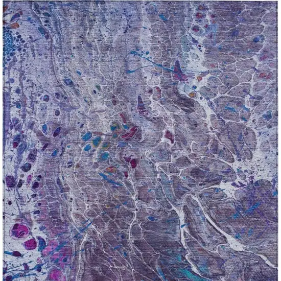 Plum And Purple Abstract Washable Indoor Outdoor Area Rug Photo 4