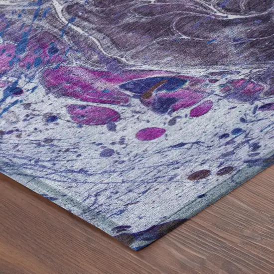 Plum And Purple Abstract Washable Indoor Outdoor Area Rug Photo 5