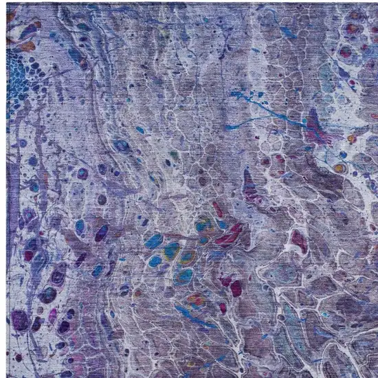 Plum And Purple Abstract Washable Indoor Outdoor Area Rug Photo 3