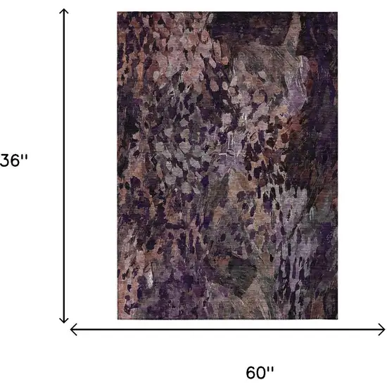 Plum And Purple Abstract Washable Indoor Outdoor Area Rug Photo 7