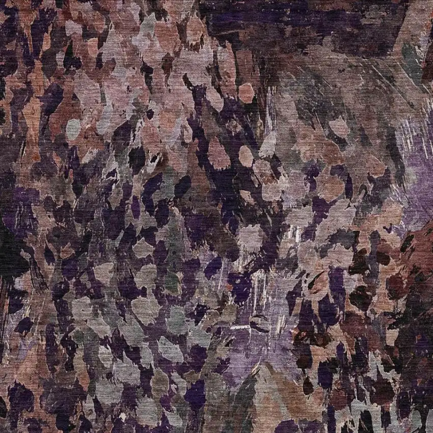 Plum And Purple Abstract Washable Indoor Outdoor Area Rug Photo 3