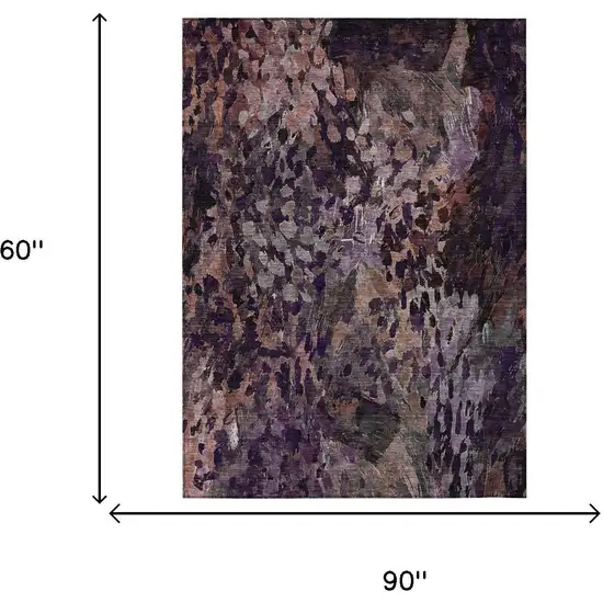 Plum And Purple Abstract Washable Indoor Outdoor Area Rug Photo 7