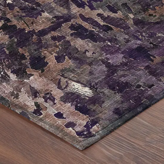 Plum And Purple Abstract Washable Indoor Outdoor Area Rug Photo 5