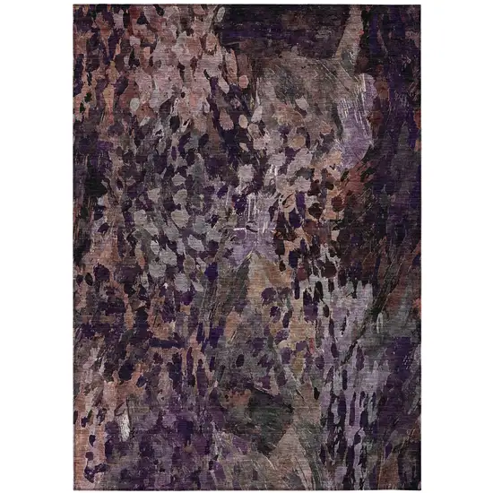 Plum And Purple Abstract Washable Indoor Outdoor Area Rug Photo 2