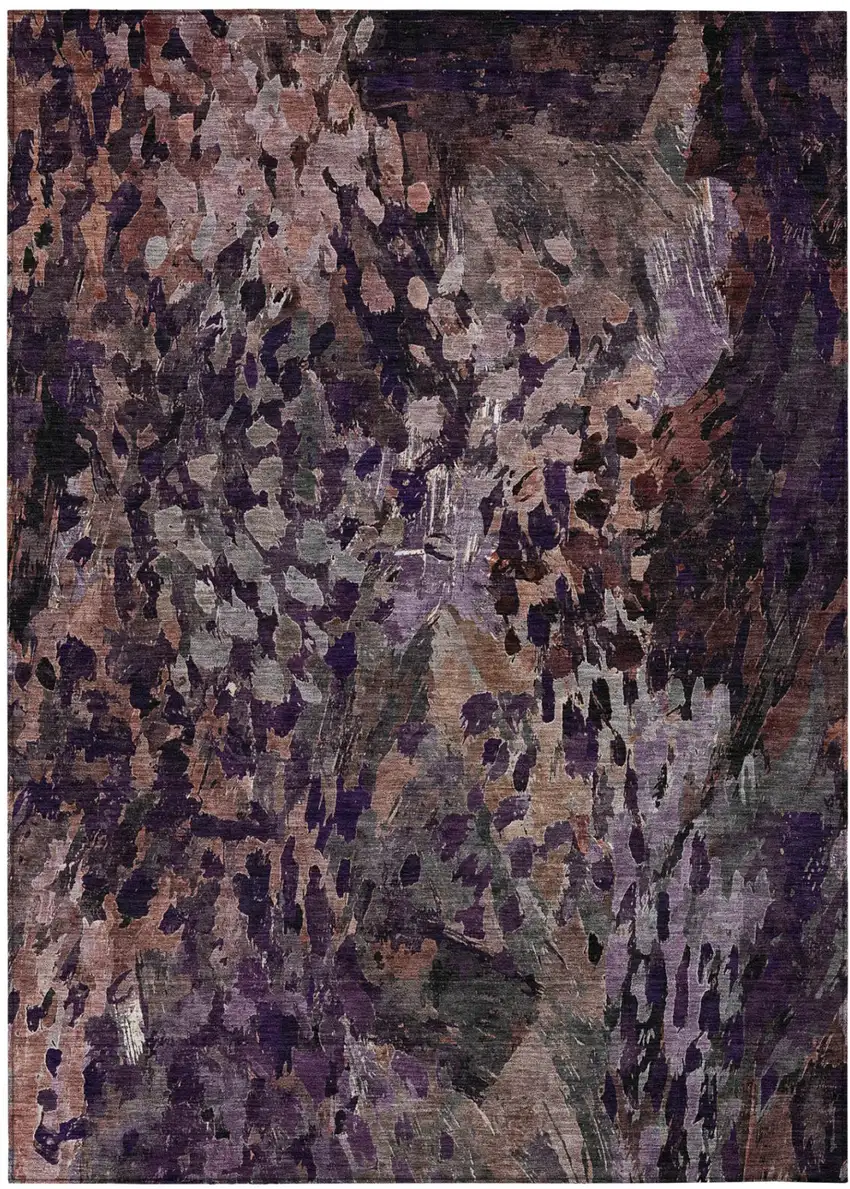 Plum And Purple Abstract Washable Indoor Outdoor Area Rug Photo 2