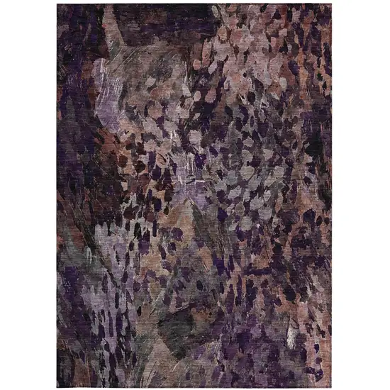 Plum And Purple Abstract Washable Indoor Outdoor Area Rug Photo 4