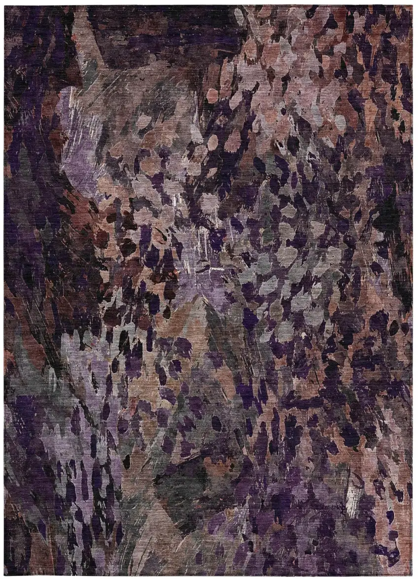 Plum And Purple Abstract Washable Indoor Outdoor Area Rug Photo 4